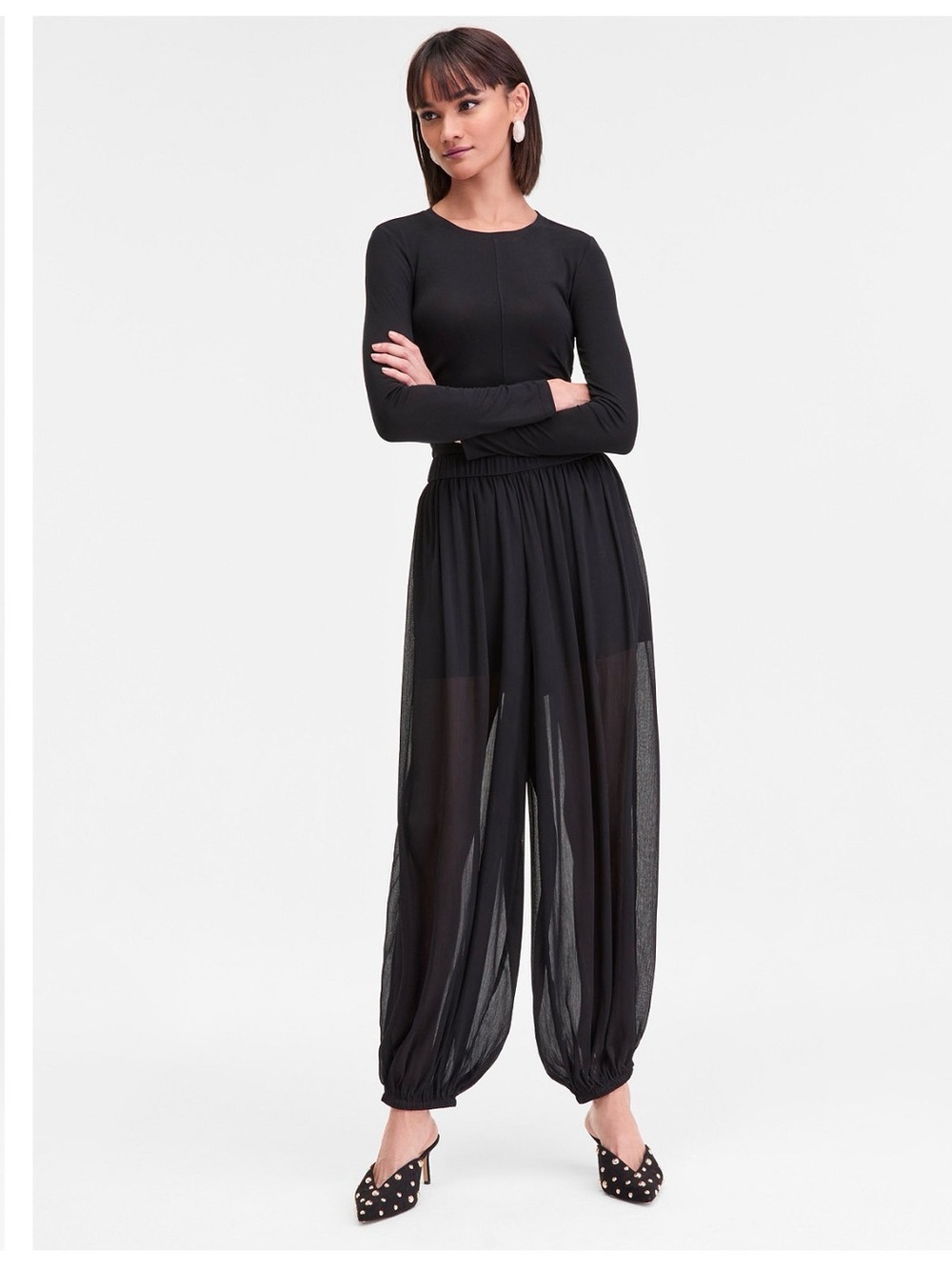 Women's Pull-On Crinkle-Chiffon Balloon Pant